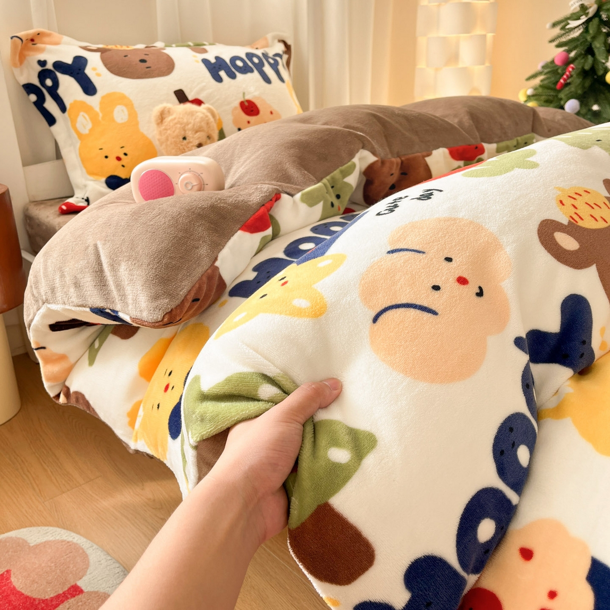 91家纺网 家纺一手货源 找家纺 寻米 2025新款高克重加厚保暖牛奶绒学生宿舍单床笠单件床笠 奇奇莫拉-咖啡