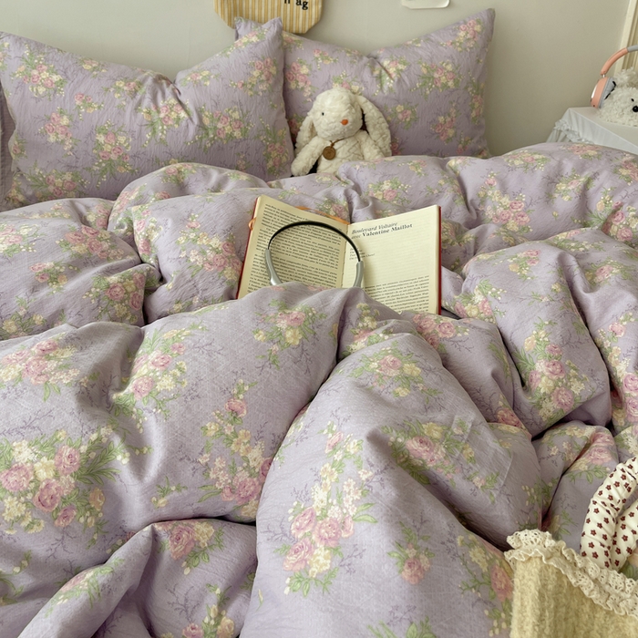 91家纺网 家纺一手货源 找家纺 铺尚美家纺 2025新款亲肤舒适A类云感双层纱印花小清新四件套（提供买家秀） 凝夜