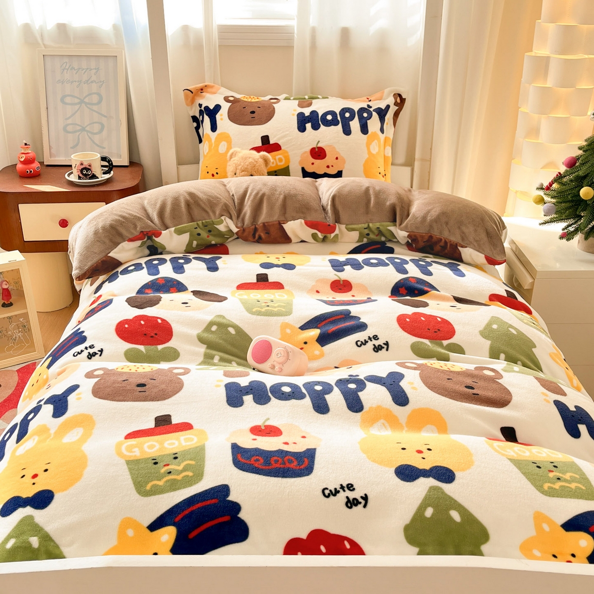 91家纺网 家纺一手货源 找家纺 寻米 2025新款高克重加厚保暖牛奶绒学生宿舍单床笠单件床笠 奇奇莫拉-咖啡