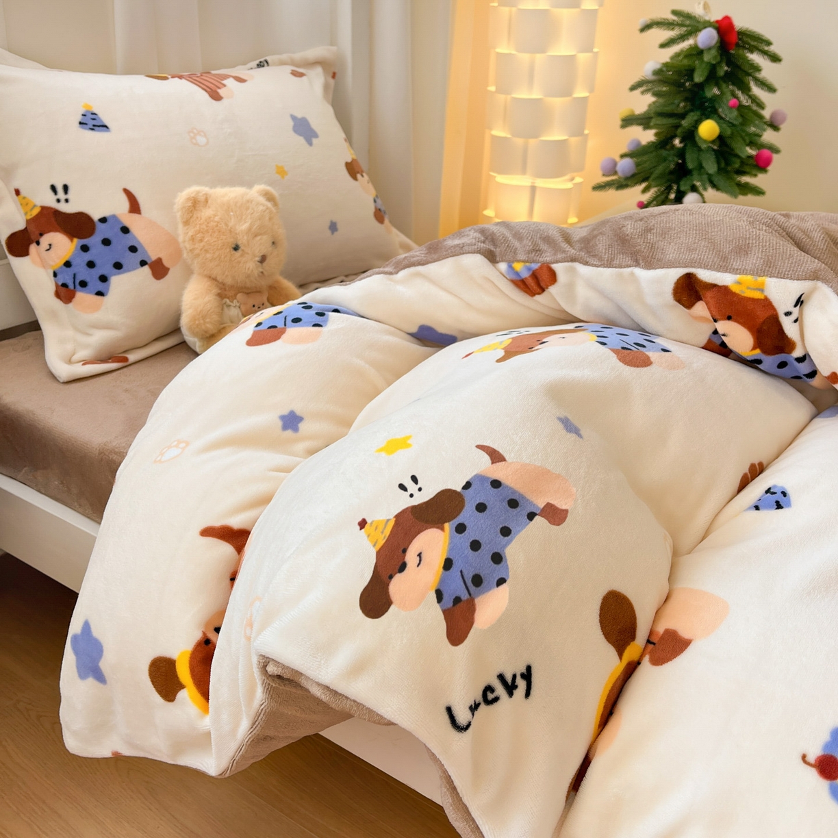 91家纺网 家纺一手货源 找家纺 寻米 2025新款高克重加厚保暖牛奶绒学生宿舍单床笠单件床笠 摇滚星球