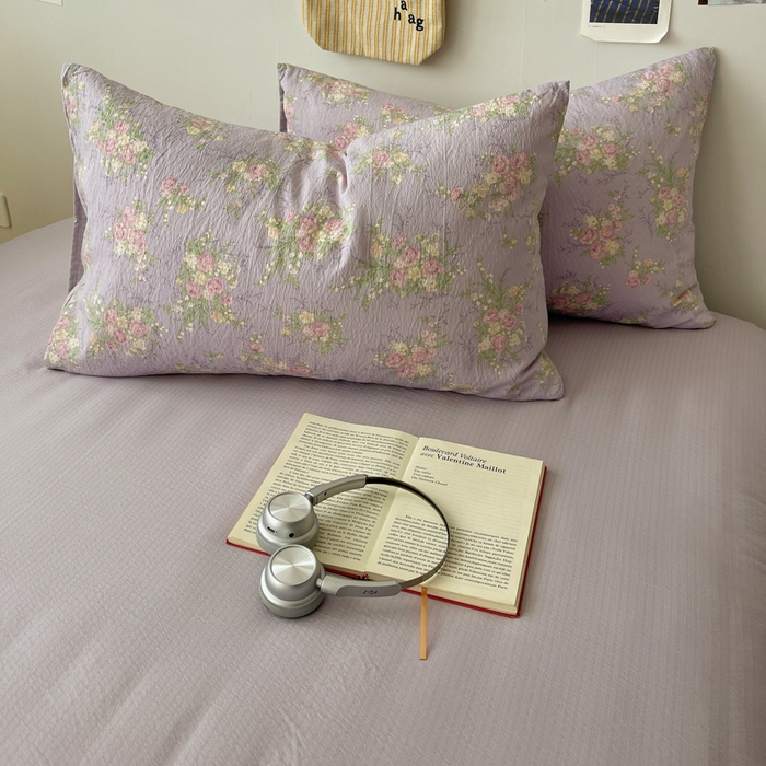 91家纺网 家纺一手货源 找家纺 铺尚美家纺 2025新款亲肤舒适A类云感双层纱印花小清新四件套（提供买家秀） 凝夜