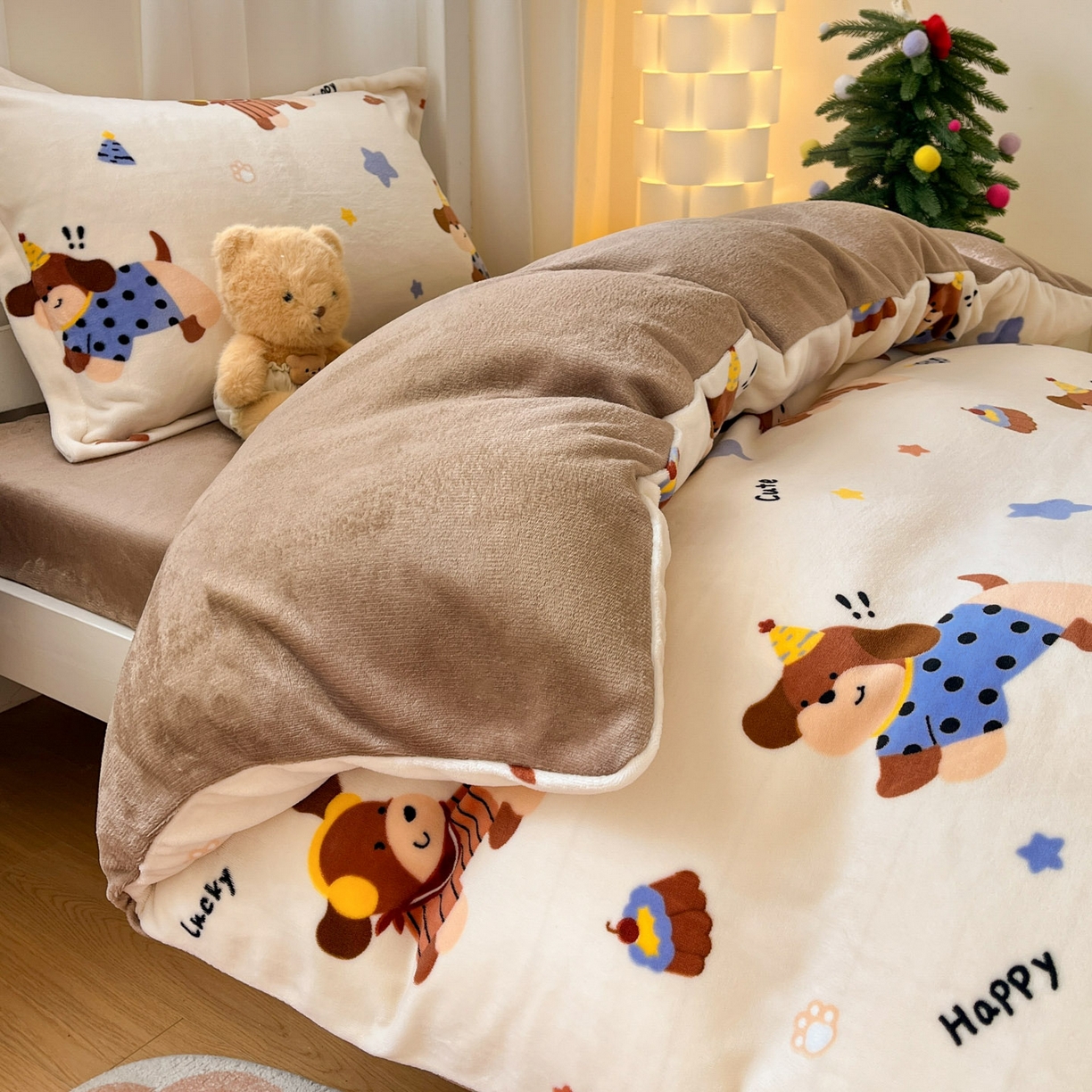 91家纺网 家纺一手货源 找家纺 寻米 2025新款高克重加厚保暖牛奶绒学生宿舍单床笠单件床笠 摇滚星球