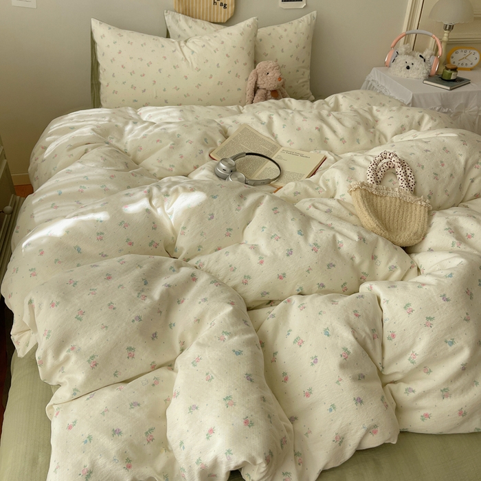 91家纺网 家纺一手货源 找家纺 铺尚美家纺 2025新款亲肤舒适A类云感双层纱印花小清新四件套（提供买家秀） 初恋