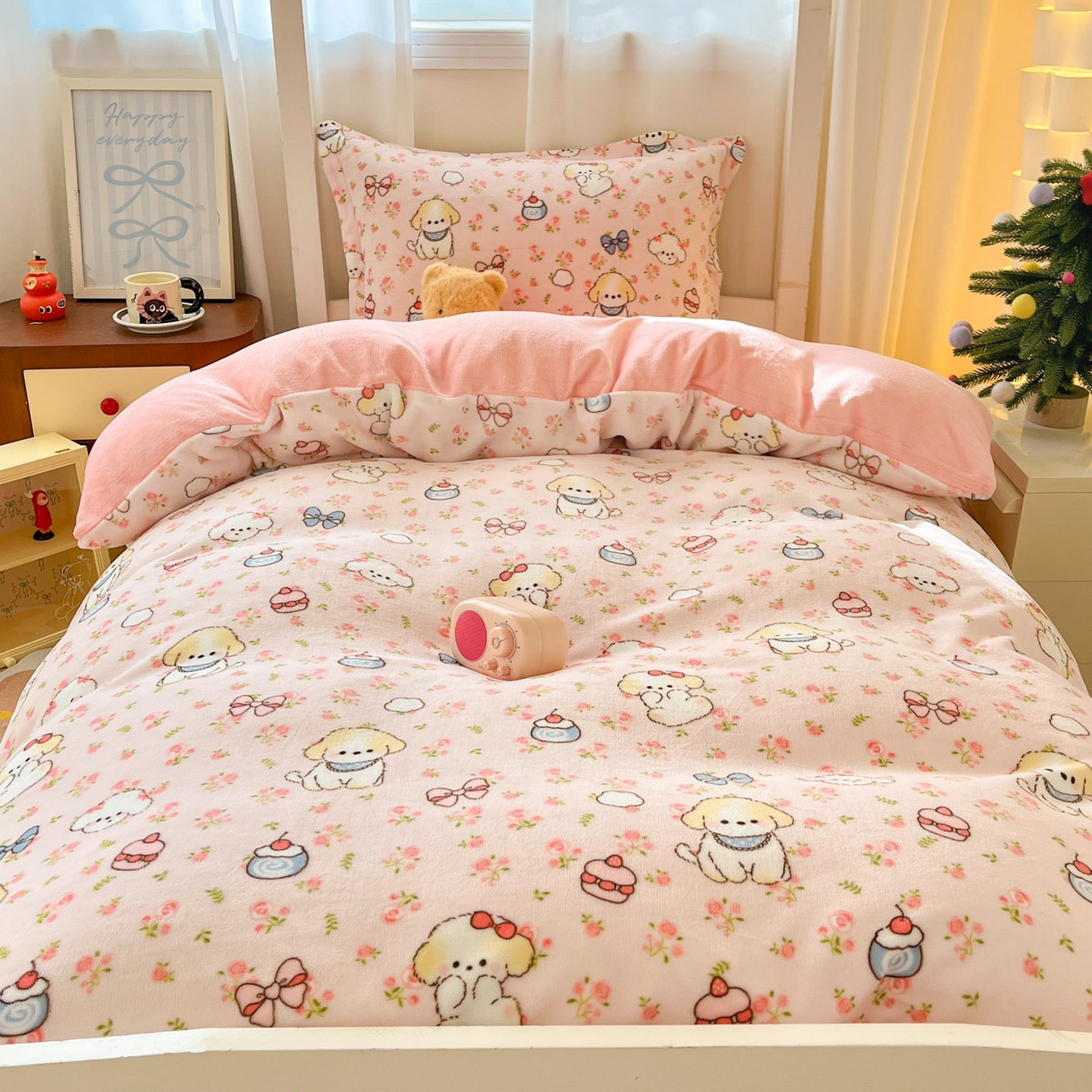 91家纺网 家纺一手货源 找家纺 寻米 2025新款高克重加厚保暖牛奶绒学生宿舍单床笠单件床笠 玫瑰甜心