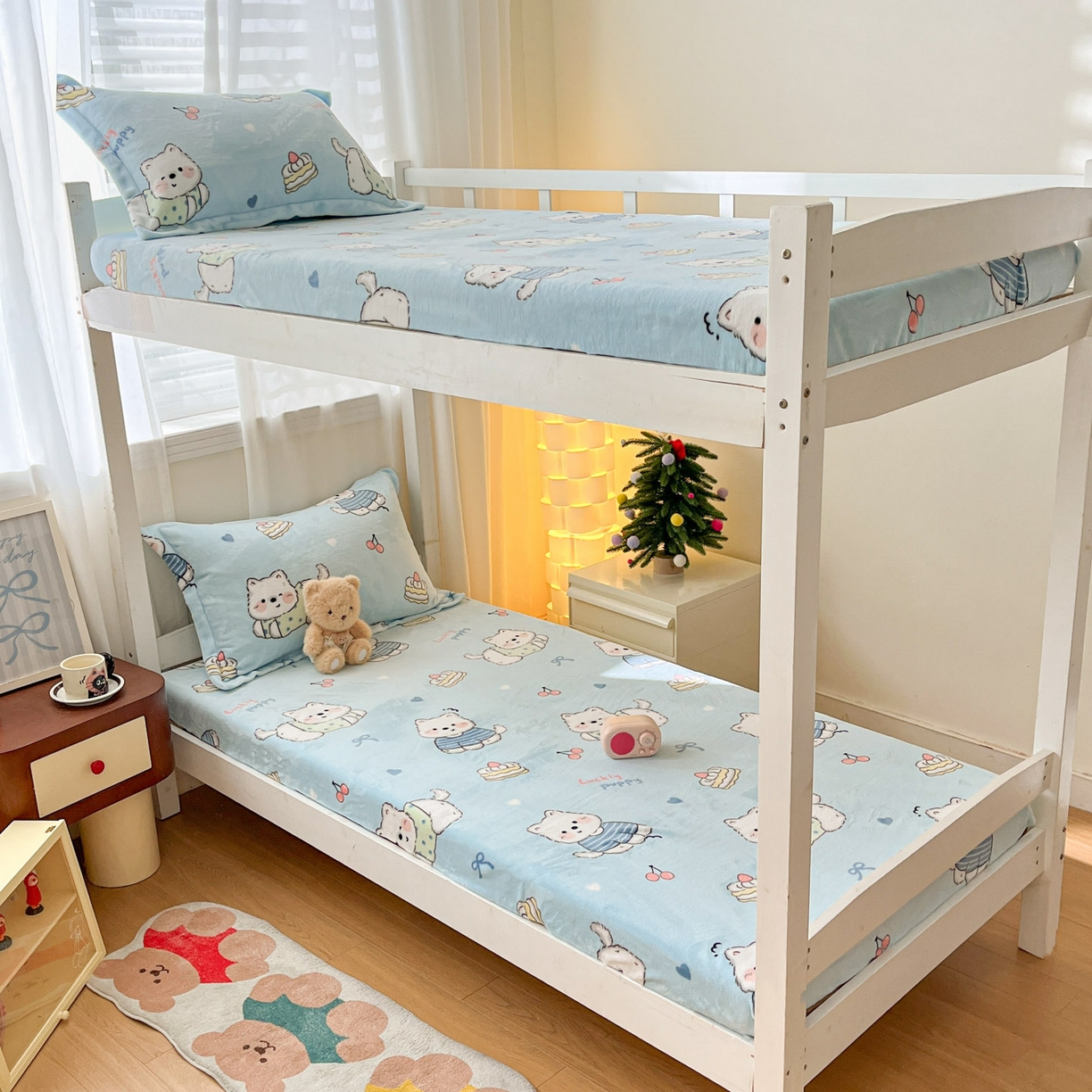 91家纺网 家纺一手货源 找家纺 寻米 2025新款高克重加厚保暖牛奶绒学生宿舍单床笠单件床笠 蓝色恋人