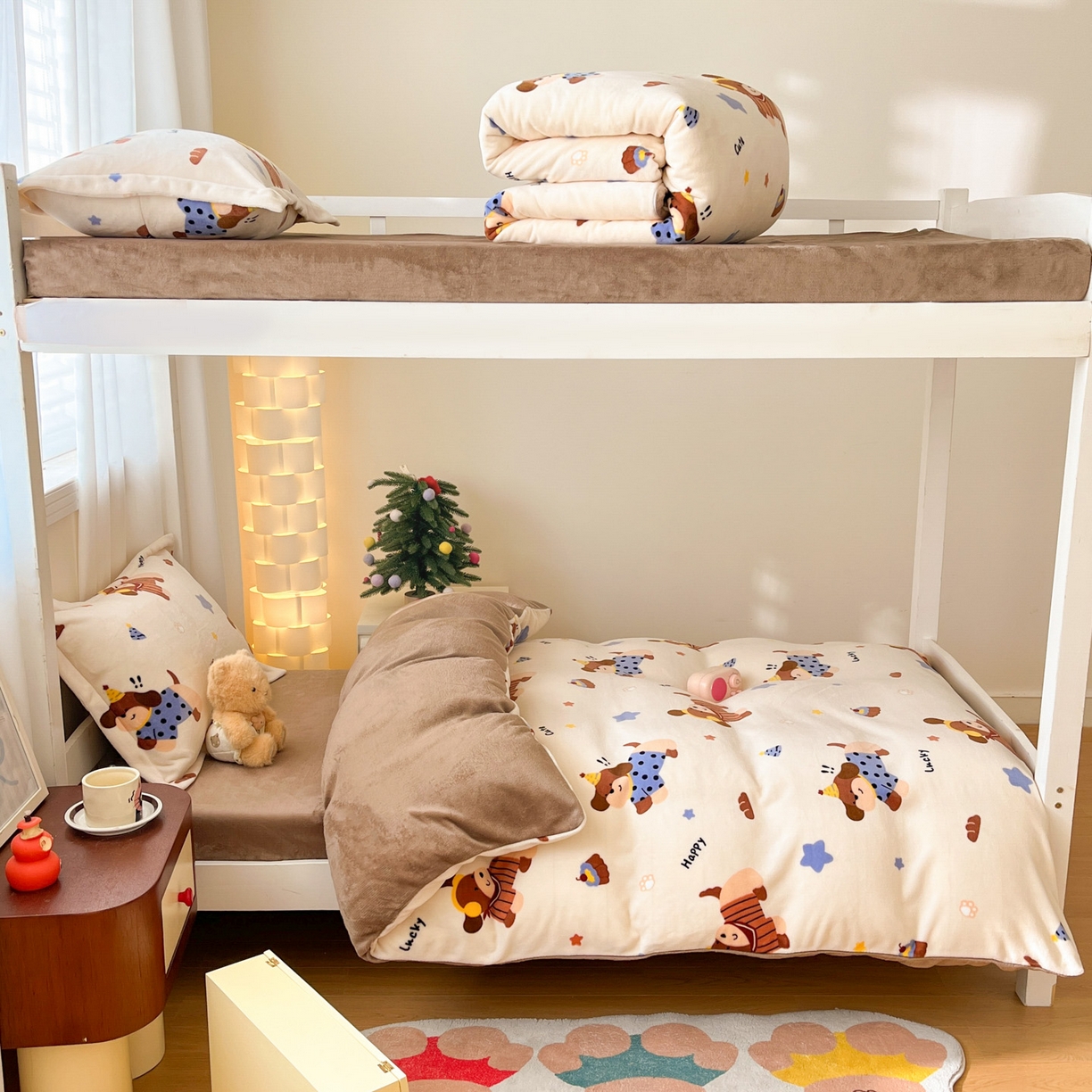 91家纺网 家纺一手货源 找家纺 寻米 2025新款高克重加厚保暖牛奶绒学生宿舍单床笠单件床笠 摇滚星球