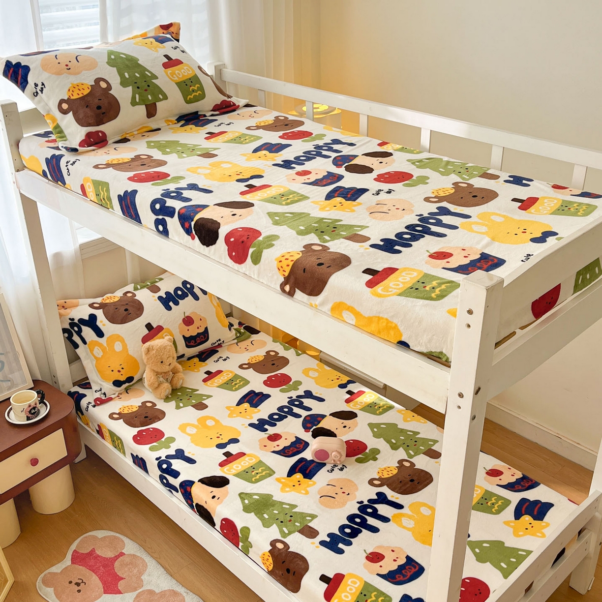 91家纺网 家纺一手货源 找家纺 寻米 2025新款高克重加厚保暖牛奶绒学生宿舍单床笠单件床笠 奇奇莫拉-蓝色