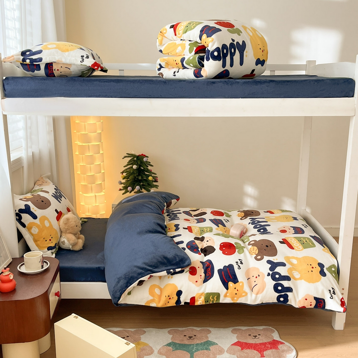 91家纺网 家纺一手货源 找家纺 寻米 2025新款高克重加厚保暖牛奶绒学生宿舍单床笠单件床笠 奇奇莫拉-蓝色