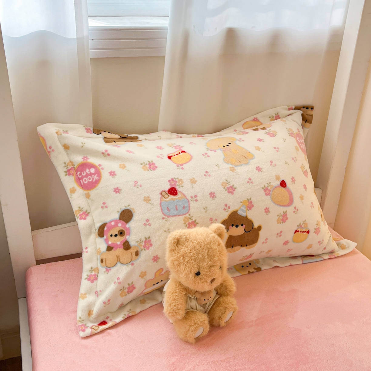 91家纺网 家纺一手货源 找家纺 寻米 2025新款高克重加厚保暖牛奶绒学生宿舍单床笠单件床笠 草莓布丁