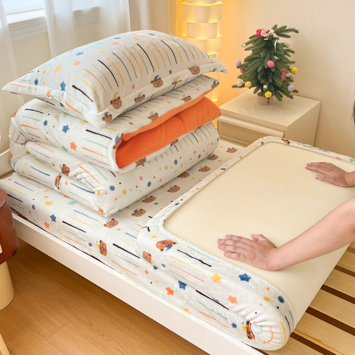 91家纺网 家纺一手货源 找家纺 寻米 2025新款高克重加厚保暖牛奶绒学生宿舍单床笠单件床笠 可爱帕尼尼