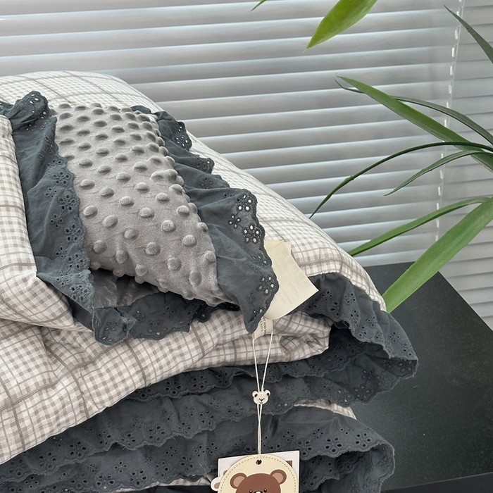 91家纺网 家纺一手货源 找家纺 佰织鑫家居 2025秋冬加厚纯棉全棉法式豆豆被被子被芯蓝格