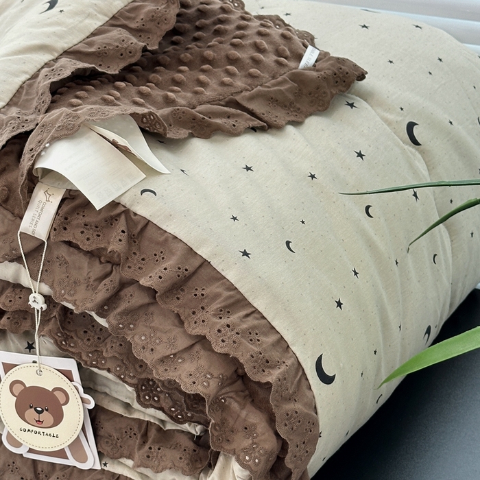 91家纺网 家纺一手货源 找家纺 佰织鑫家居 2025秋冬加厚纯棉全棉法式豆豆被被子被芯星星月亮