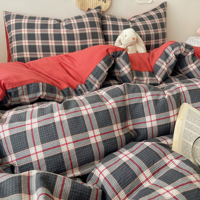 91家纺网 家纺一手货源 找家纺 铺尚美家纺 2025新款亲肤舒适A类云感双层纱印花小清新四件套（提供买家秀） 幻夜