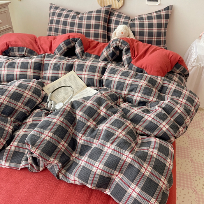 91家纺网 家纺一手货源 找家纺 铺尚美家纺 2025新款亲肤舒适A类云感双层纱印花小清新四件套（提供买家秀） 幻夜