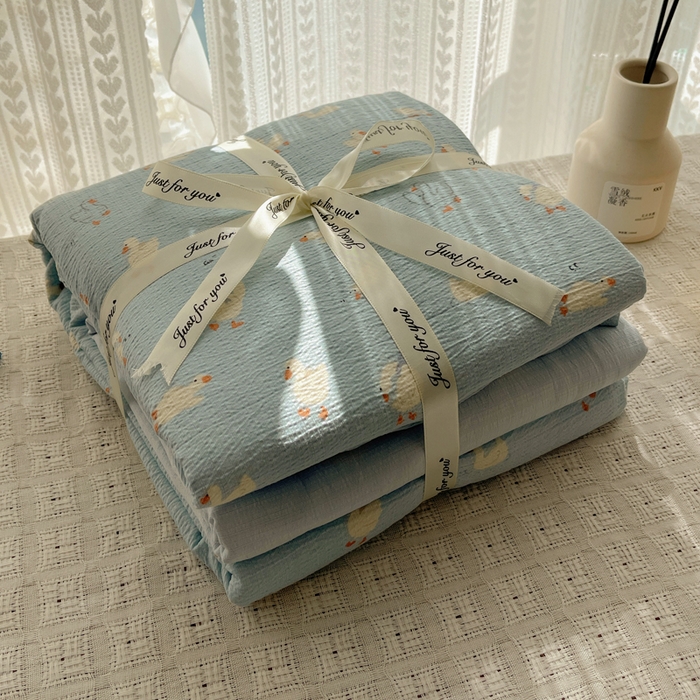 91家纺网 家纺一手货源 找家纺 铺尚美家纺 2025新款亲肤舒适A类云感双层纱印花小清新四件套（提供买家秀） 项天歌