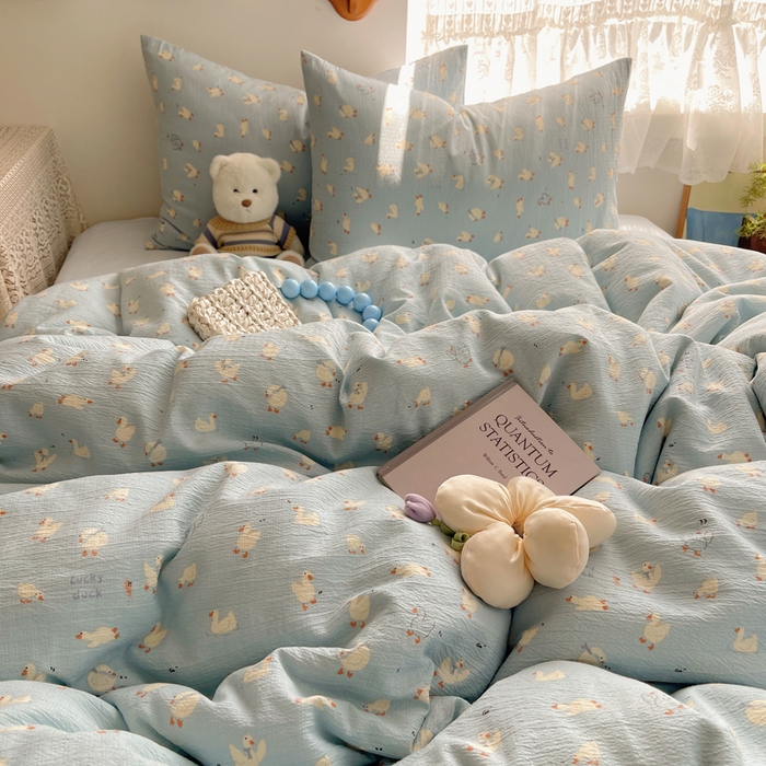 91家纺网 家纺一手货源 找家纺 铺尚美家纺 2025新款亲肤舒适A类云感双层纱印花小清新四件套（提供买家秀） 项天歌