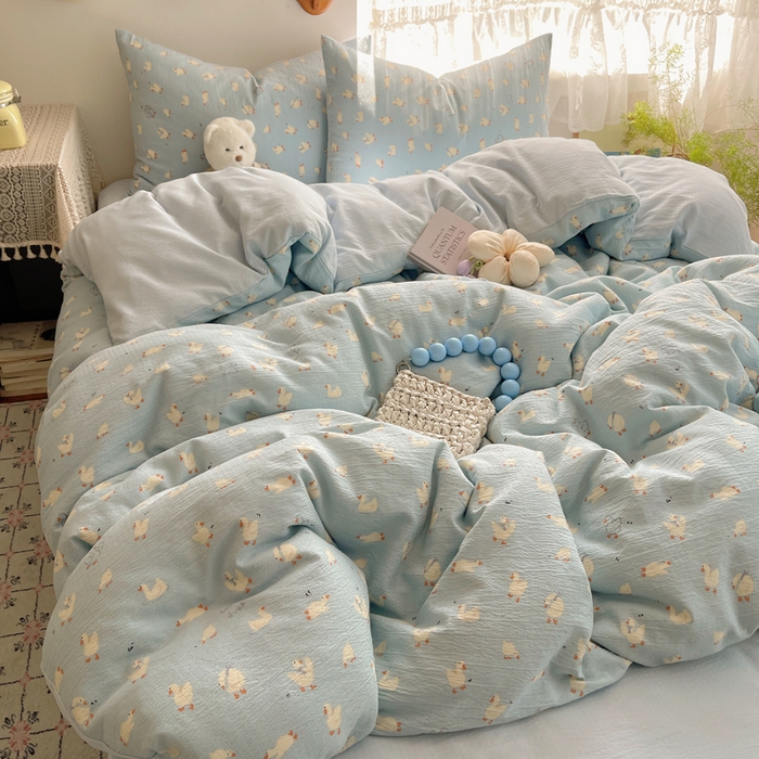 91家纺网 家纺一手货源 找家纺 铺尚美家纺 2025新款亲肤舒适A类云感双层纱印花小清新四件套（提供买家秀） 项天歌