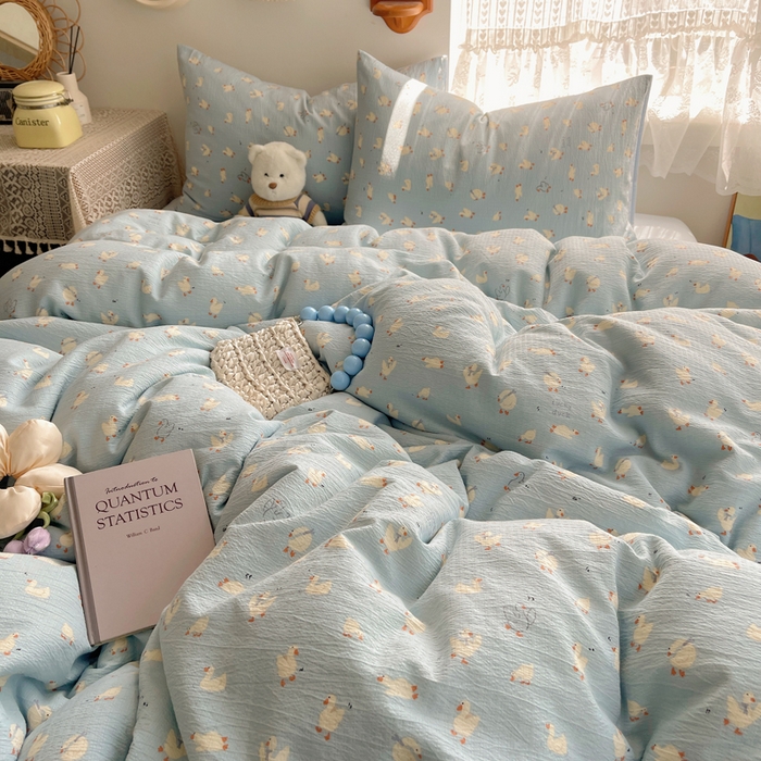 91家纺网 家纺一手货源 找家纺 铺尚美家纺 2025新款亲肤舒适A类云感双层纱印花小清新四件套（提供买家秀） 项天歌