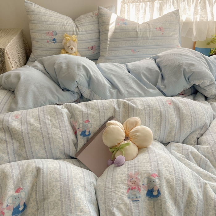 铺尚美家纺 2025新款亲肤舒适A类云感双层纱印花小清新四件套（提供买家秀） 小象宝宝