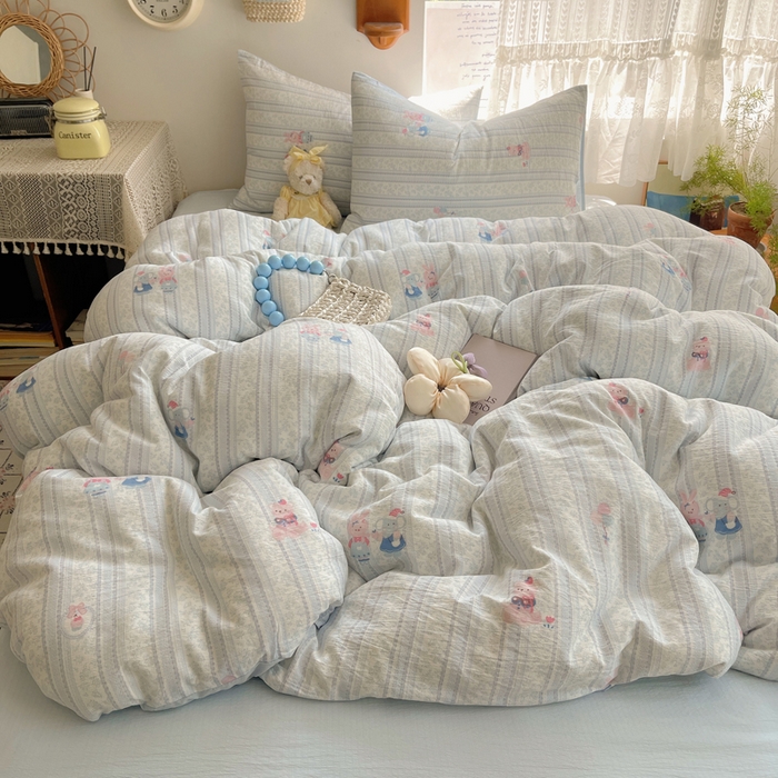 91家纺网 家纺一手货源 找家纺 铺尚美家纺 2025新款亲肤舒适A类云感双层纱印花小清新四件套（提供买家秀） 小象宝宝