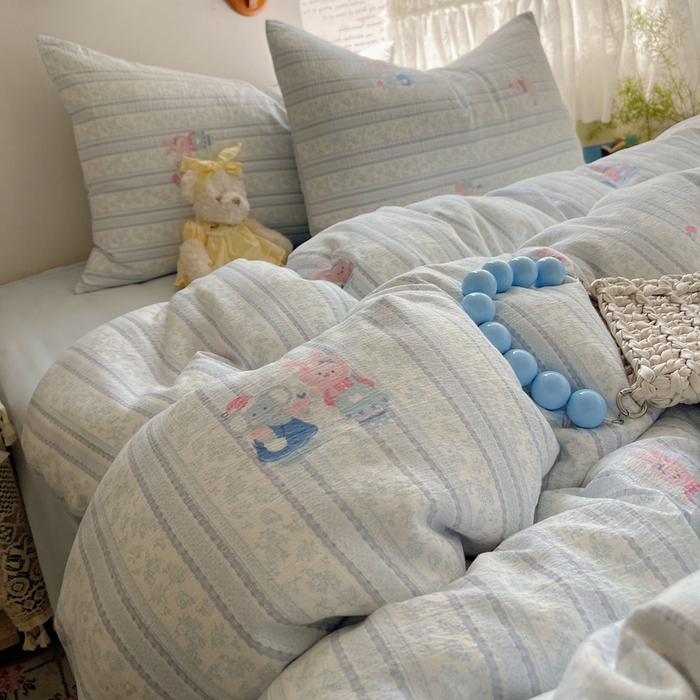 91家纺网 家纺一手货源 找家纺 铺尚美家纺 2025新款亲肤舒适A类云感双层纱印花小清新四件套（提供买家秀） 小象宝宝