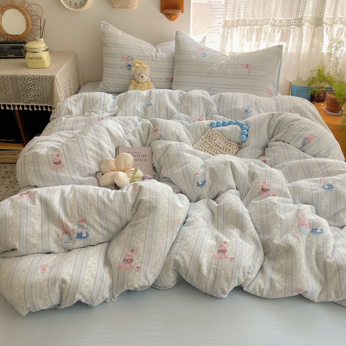 91家纺网 家纺一手货源 找家纺 铺尚美家纺 2025新款亲肤舒适A类云感双层纱印花小清新四件套（提供买家秀） 小象宝宝