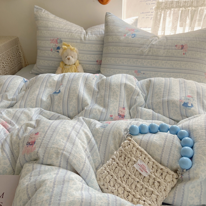 91家纺网 家纺一手货源 找家纺 铺尚美家纺 2025新款亲肤舒适A类云感双层纱印花小清新四件套（提供买家秀） 小象宝宝