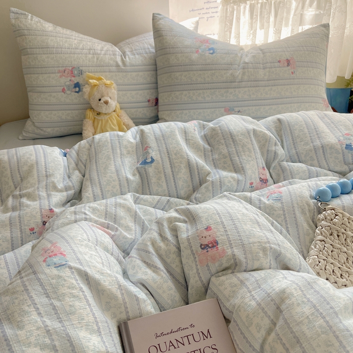 91家纺网 家纺一手货源 找家纺 铺尚美家纺 2025新款亲肤舒适A类云感双层纱印花小清新四件套（提供买家秀） 小象宝宝