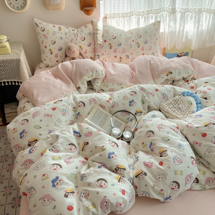 91家纺网 家纺一手货源 找家纺 铺尚美家纺 2025新款亲肤舒适A类云感双层纱印花小清新四件套（提供买家秀） 蜡笔没有新