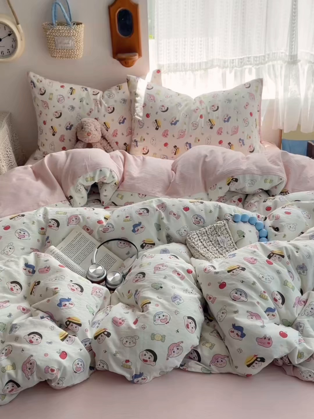 91家纺网 家纺一手货源 找家纺 铺尚美家纺 2025新款亲肤舒适A类云感双层纱印花小清新四件套（提供买家秀） 蜡笔没有新