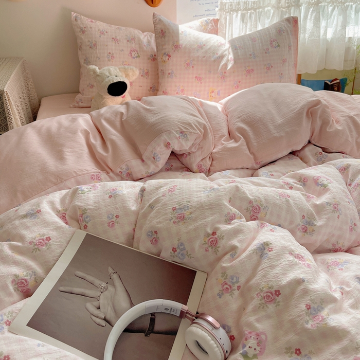 91家纺网 家纺一手货源 找家纺 铺尚美家纺 2025新款亲肤舒适A类云感双层纱印花小清新四件套（提供买家秀） 萌主后花园