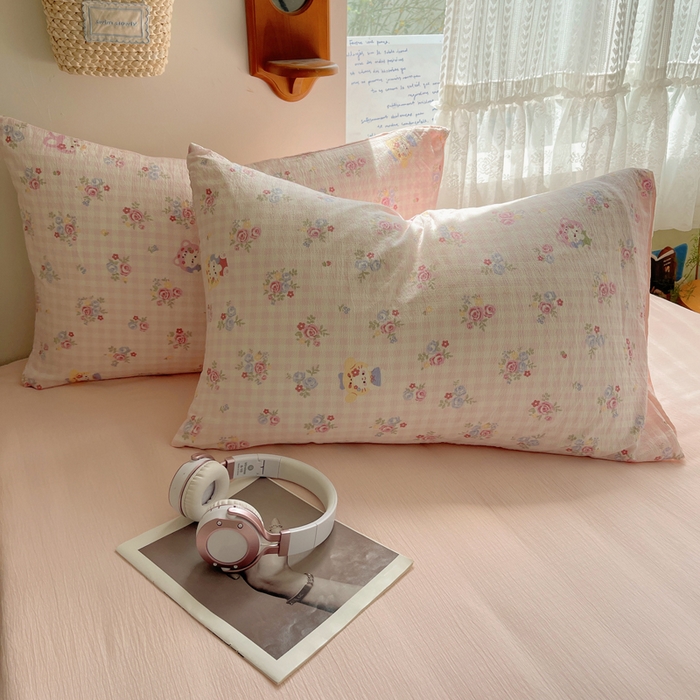 91家纺网 家纺一手货源 找家纺 铺尚美家纺 2025新款亲肤舒适A类云感双层纱印花小清新四件套（提供买家秀） 萌主后花园