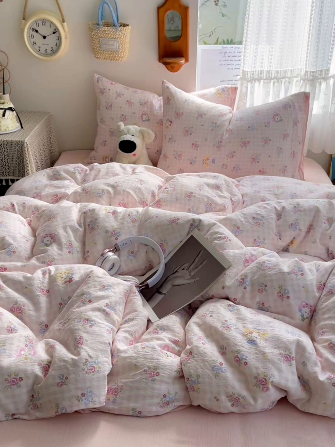 91家纺网 家纺一手货源 找家纺 铺尚美家纺 2025新款亲肤舒适A类云感双层纱印花小清新四件套（提供买家秀） 萌主后花园