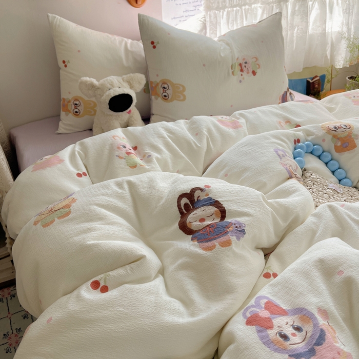 91家纺网 家纺一手货源 找家纺 铺尚美家纺 2025新款亲肤舒适A类云感双层纱印花小清新四件套（提供买家秀） 拉布大王