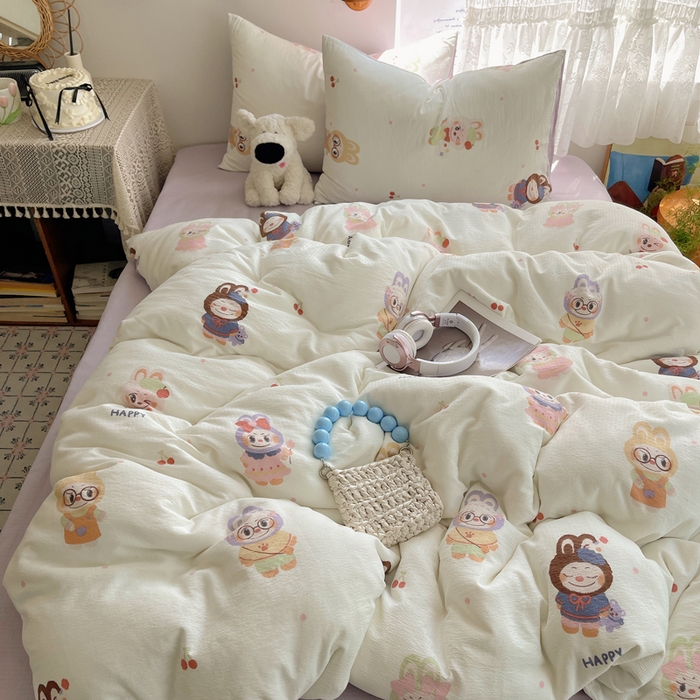 91家纺网 家纺一手货源 找家纺 铺尚美家纺 2025新款亲肤舒适A类云感双层纱印花小清新四件套（提供买家秀） 拉布大王