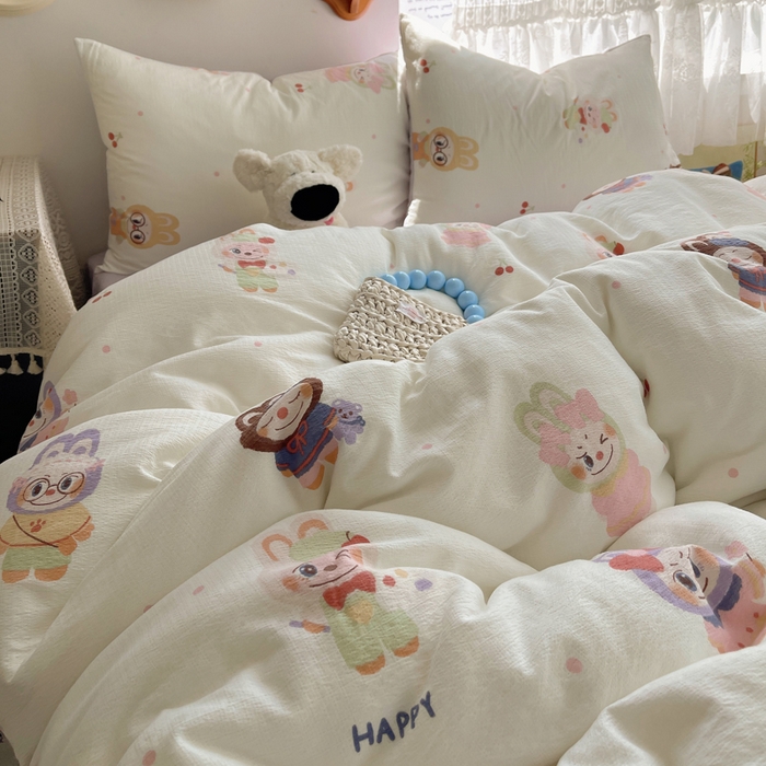 91家纺网 家纺一手货源 找家纺 铺尚美家纺 2025新款亲肤舒适A类云感双层纱印花小清新四件套（提供买家秀） 拉布大王