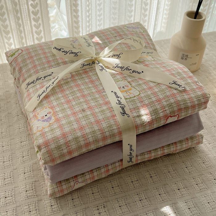 91家纺网 家纺一手货源 找家纺 铺尚美家纺 2025新款亲肤舒适A类云感双层纱印花小清新四件套（提供买家秀） 呆萌西高地