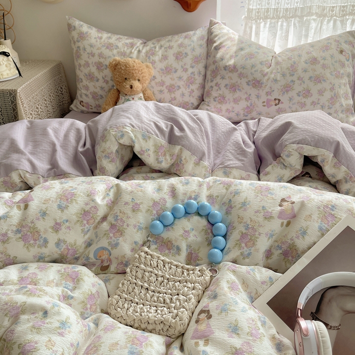 91家纺网 家纺一手货源 找家纺 铺尚美家纺 2025新款亲肤舒适A类云感双层纱印花小清新四件套（提供买家秀） 梦镜之间