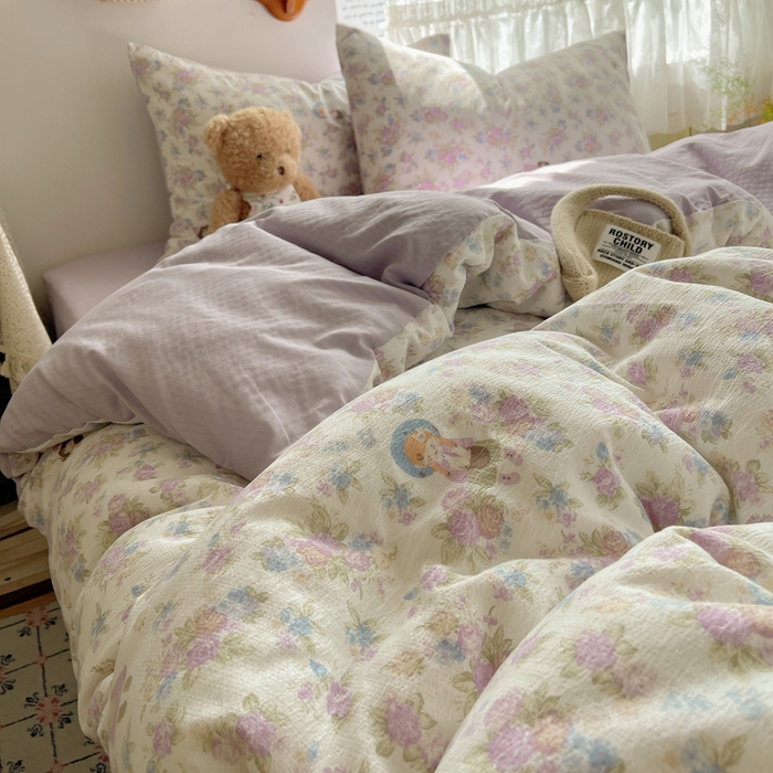 91家纺网 家纺一手货源 找家纺 铺尚美家纺 2025新款亲肤舒适A类云感双层纱印花小清新四件套（提供买家秀） 梦镜之间