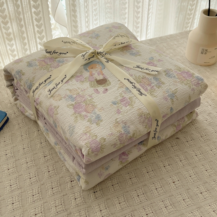 91家纺网 家纺一手货源 找家纺 铺尚美家纺 2025新款亲肤舒适A类云感双层纱印花小清新四件套（提供买家秀） 梦镜之间