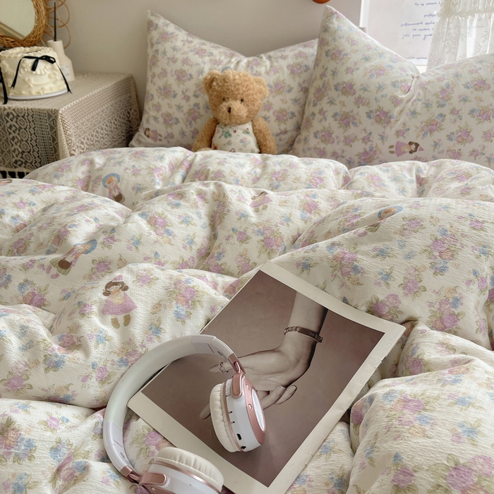 91家纺网 家纺一手货源 找家纺 铺尚美家纺 2025新款亲肤舒适A类云感双层纱印花小清新四件套（提供买家秀） 梦镜之间