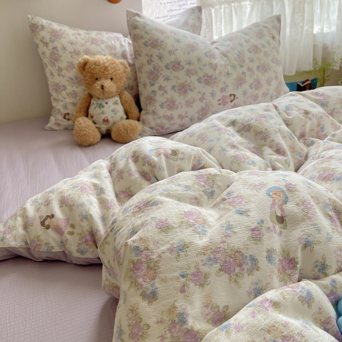 91家纺网 家纺一手货源 找家纺 铺尚美家纺 2025新款亲肤舒适A类云感双层纱印花小清新四件套（提供买家秀） 梦镜之间