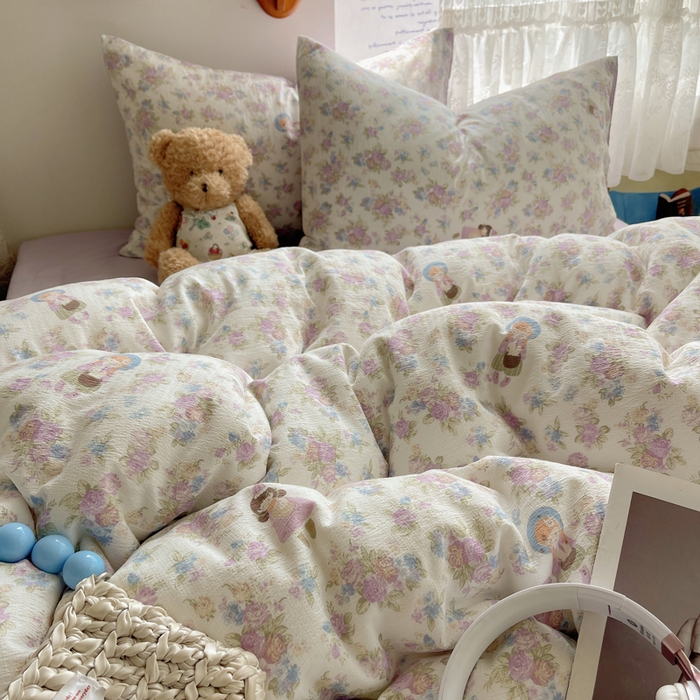 91家纺网 家纺一手货源 找家纺 铺尚美家纺 2025新款亲肤舒适A类云感双层纱印花小清新四件套（提供买家秀） 梦镜之间