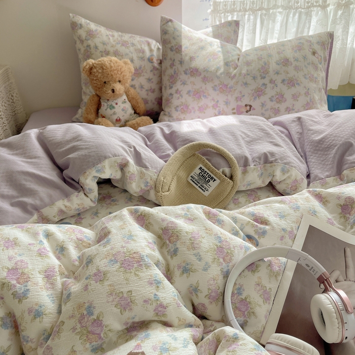 91家纺网 家纺一手货源 找家纺 铺尚美家纺 2025新款亲肤舒适A类云感双层纱印花小清新四件套（提供买家秀） 梦镜之间