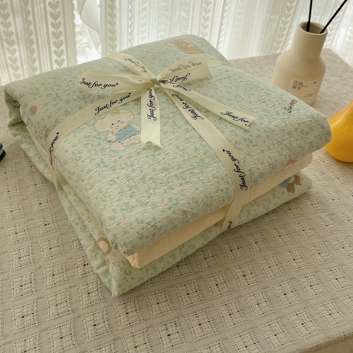 91家纺网 家纺一手货源 找家纺 铺尚美家纺 2025新款亲肤舒适A类云感双层纱印花小清新四件套（提供买家秀） 少女象