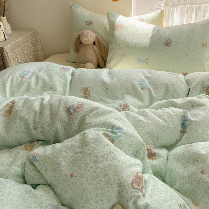 91家纺网 家纺一手货源 找家纺 铺尚美家纺 2025新款亲肤舒适A类云感双层纱印花小清新四件套（提供买家秀） 少女象