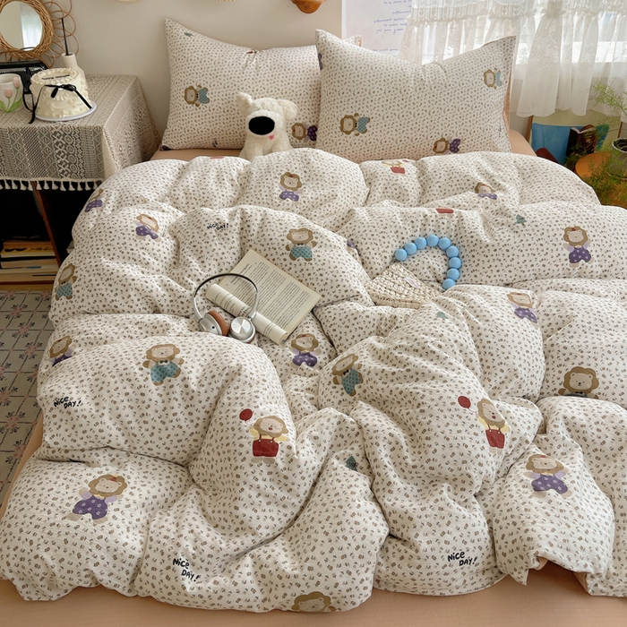 91家纺网 家纺一手货源 找家纺 铺尚美家纺 2025新款亲肤舒适A类云感双层纱印花小清新四件套（提供买家秀） 狮子先生