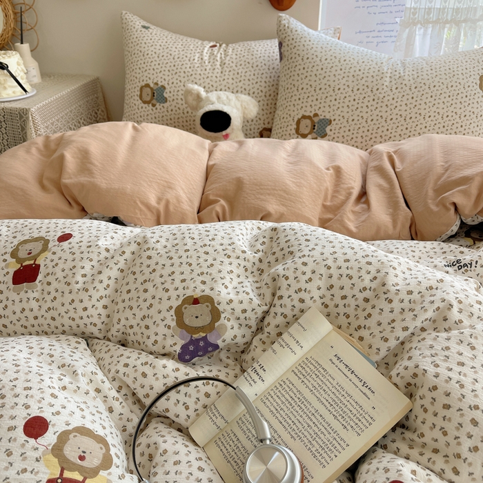 91家纺网 家纺一手货源 找家纺 铺尚美家纺 2025新款亲肤舒适A类云感双层纱印花小清新四件套（提供买家秀） 狮子先生