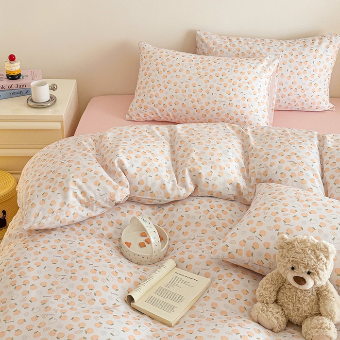 塞纳 2026新款.全棉有氧双层纱四件套-场景二-大橘大利-桔