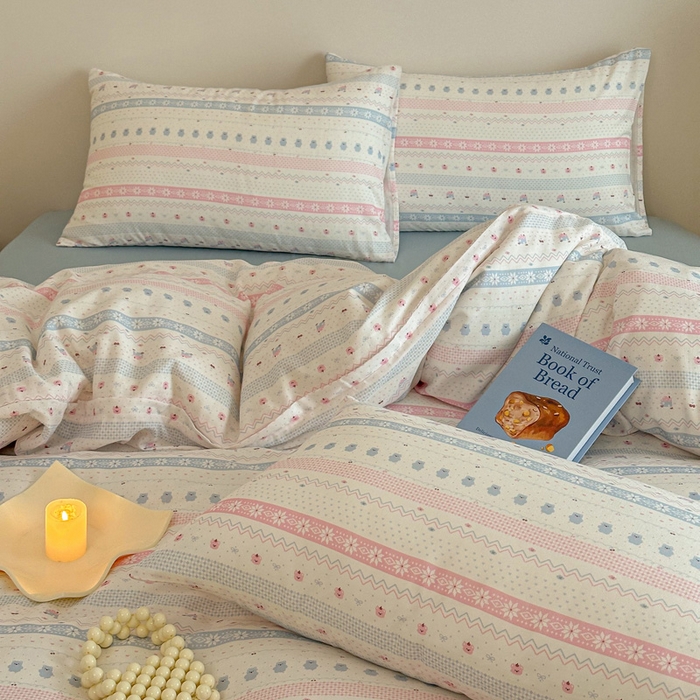 塞纳 2026新款.全棉有氧双层纱四件套-场景二-觅可-粉